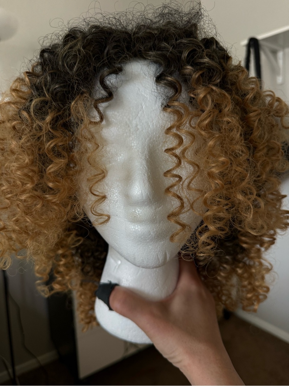 Curly Ombre Synthetic Wig - Brown to Blonde